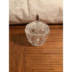 Vintage Clear Pressed Glass Trinket Box with Lid